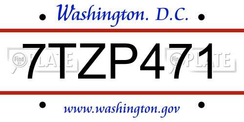 7TZP471 District Of Columbia License Plate
