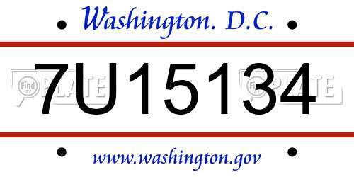 7U15134 District Of Columbia License Plate