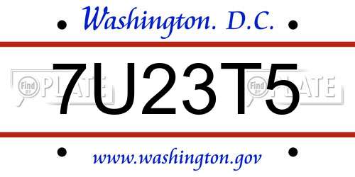 7U23T5 District Of Columbia License Plate
