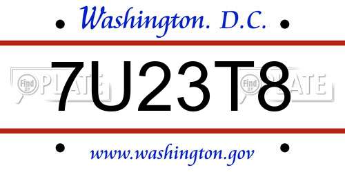 7U23T8 District Of Columbia License Plate