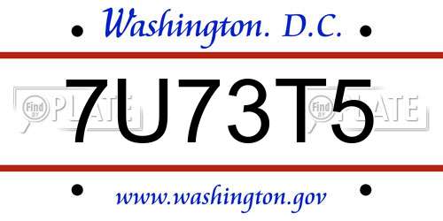 7U73T5 District Of Columbia License Plate