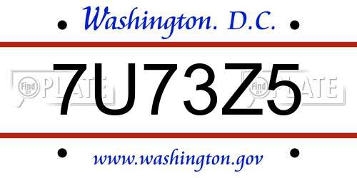 7U73Z5 District Of Columbia License Plate