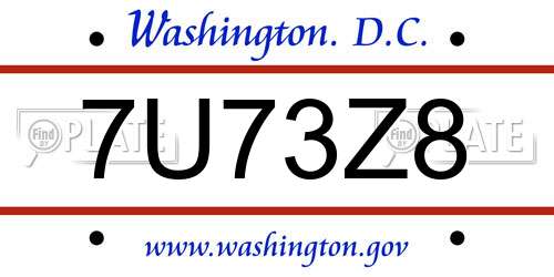 7U73Z8 District Of Columbia License Plate