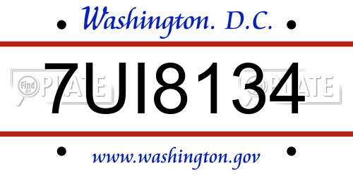 7UI8134 District Of Columbia License Plate