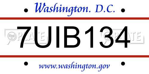 7UIB134 District Of Columbia License Plate