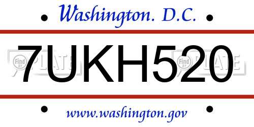 7UKH520 District Of Columbia License Plate