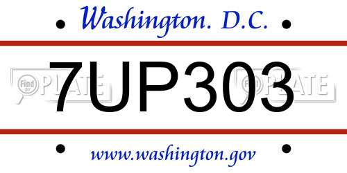 7UP303 District Of Columbia License Plate