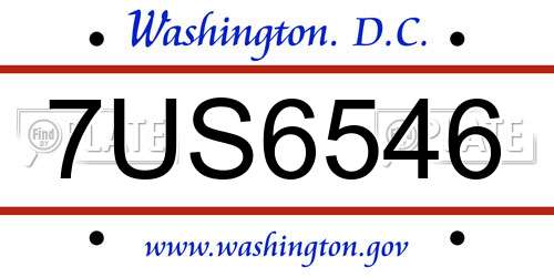 7US6546 District Of Columbia License Plate