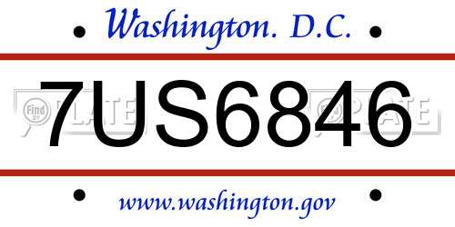 7US6846 District Of Columbia License Plate