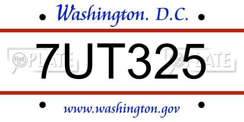 7UT325 District Of Columbia License Plate