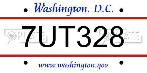 7UT328 District Of Columbia License Plate