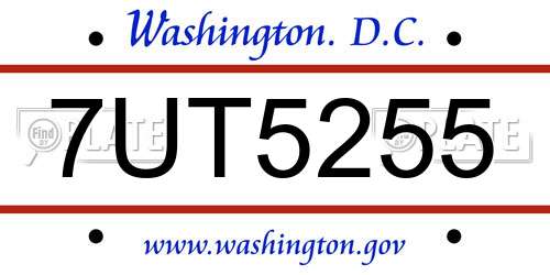 7UT5255 District Of Columbia License Plate
