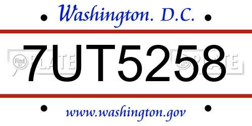 7UT5258 District Of Columbia License Plate
