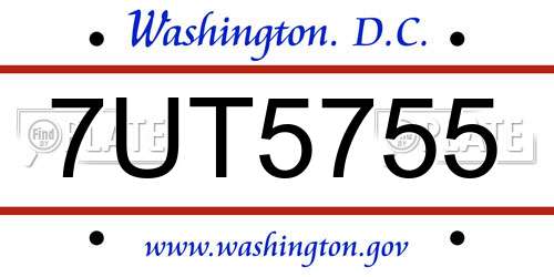 7UT5755 District Of Columbia License Plate