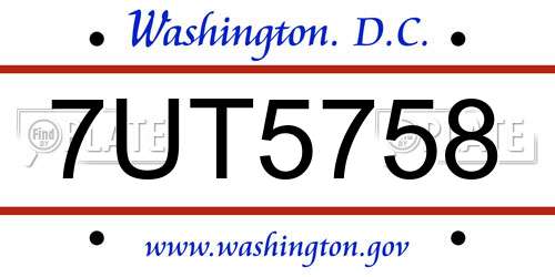 7UT5758 District Of Columbia License Plate