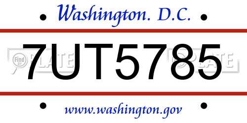 7UT5785 District Of Columbia License Plate