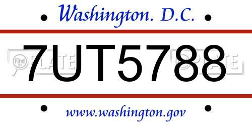7UT5788 District Of Columbia License Plate