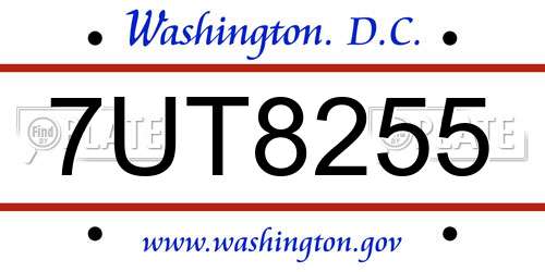 7UT8255 District Of Columbia License Plate