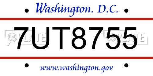 7UT8755 District Of Columbia License Plate