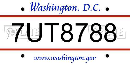 7UT8788 District Of Columbia License Plate