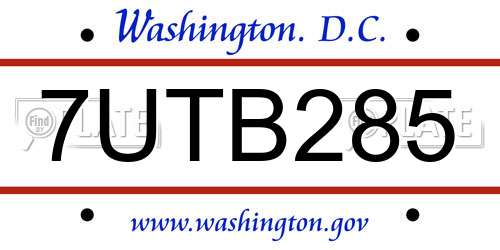 7UTB285 District Of Columbia License Plate