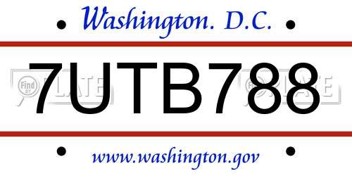 7UTB788 District Of Columbia License Plate