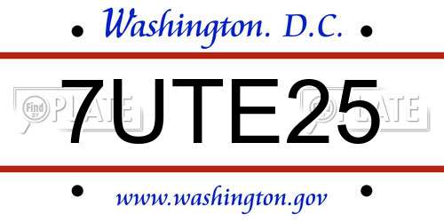 7UTE25 District Of Columbia License Plate