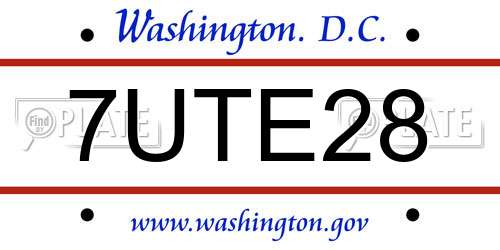 7UTE28 District Of Columbia License Plate