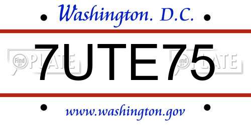 7UTE75 District Of Columbia License Plate