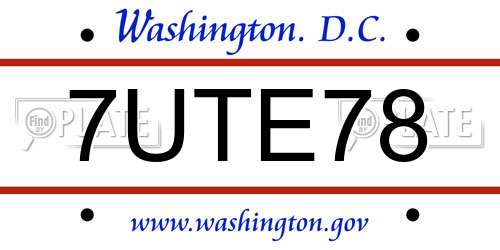 7UTE78 District Of Columbia License Plate
