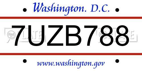 7UZB788 District Of Columbia License Plate
