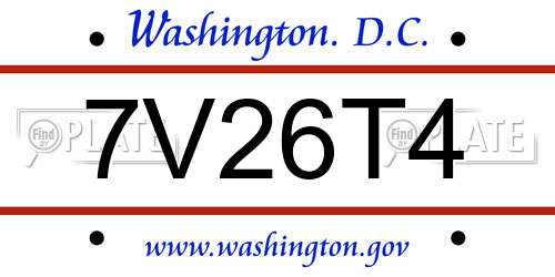 7V26T4 District Of Columbia License Plate