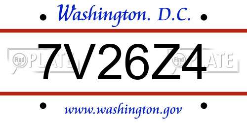 7V26Z4 District Of Columbia License Plate