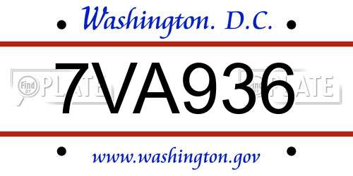 7VA936 District Of Columbia License Plate
