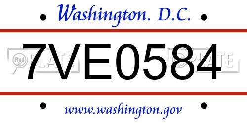 7VE0584 District Of Columbia License Plate