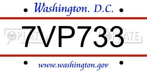 7VP733 District Of Columbia License Plate