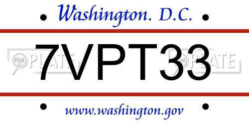 7VPT33 District Of Columbia License Plate