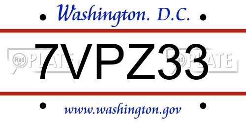 7VPZ33 District Of Columbia License Plate