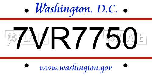 7VR7750 District Of Columbia License Plate