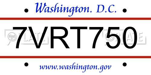 7VRT750 District Of Columbia License Plate