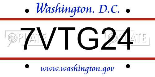 7VTG24 District Of Columbia License Plate