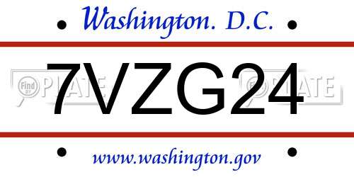7VZG24 District Of Columbia License Plate