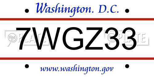 7WGZ33 District Of Columbia License Plate