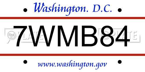 7WMB84 District Of Columbia License Plate