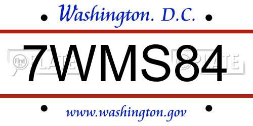 7WMS84 District Of Columbia License Plate