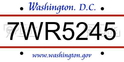 7WR5245 District Of Columbia License Plate