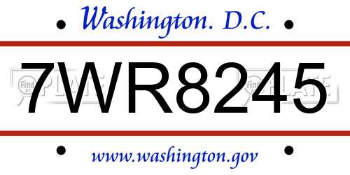 7WR8245 District Of Columbia License Plate