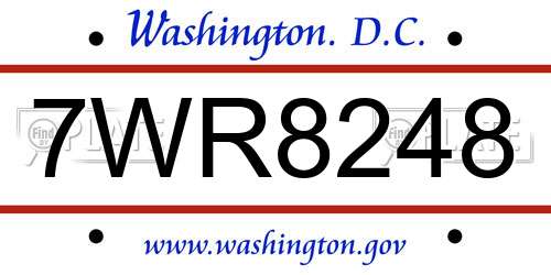 7WR8248 District Of Columbia License Plate