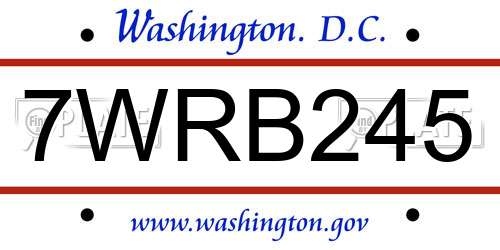 7WRB245 District Of Columbia License Plate