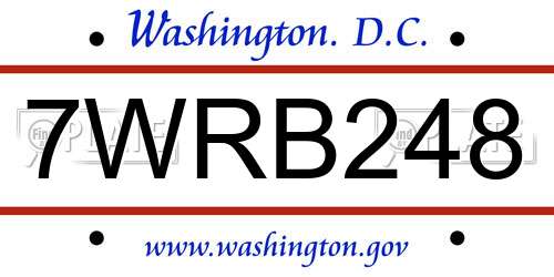 7WRB248 District Of Columbia License Plate